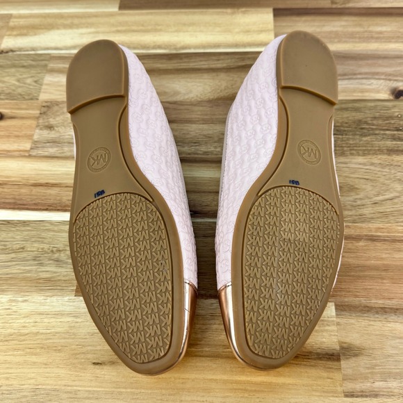 Michael Kors Ballet Flats Rose‎ Gold Cap Toe Logo Detail Size 8M